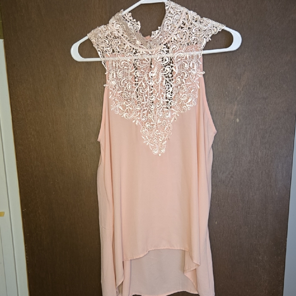 Nella Fantasia Peach Lace Detail Blouse